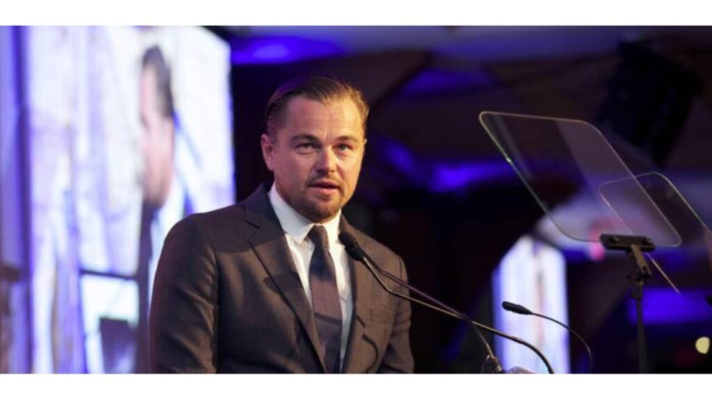 Leonardo DiCaprio giving speech