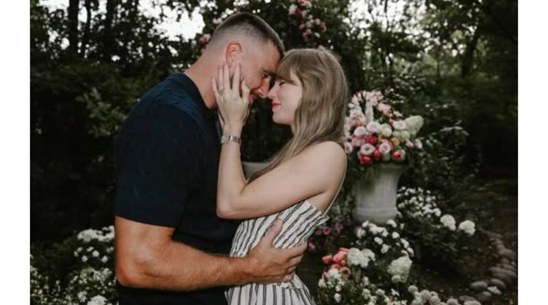 Taylor Swift and Travis Kelce on their engagement.