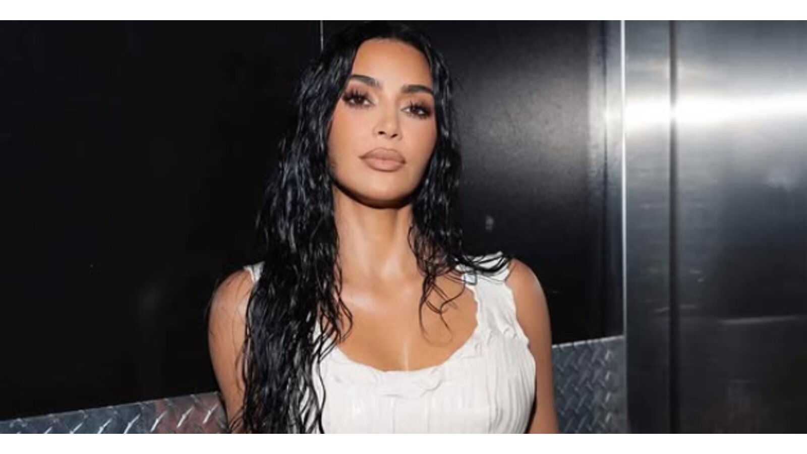 Kim Kardashian wearing 3D Molded Liquid Rubber Balenciaga Wet Dress.