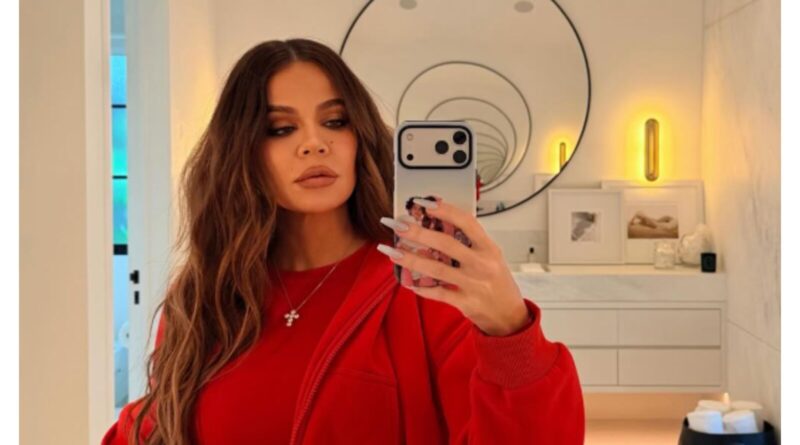 Khloe Kardashian wearing red.