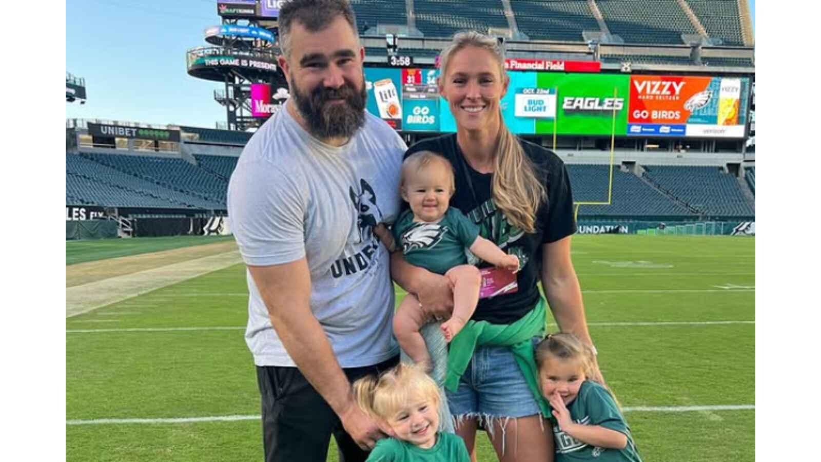 Kylie and Jason Kelce with their children.