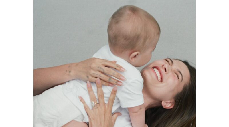 Hailey Bieber with her son.