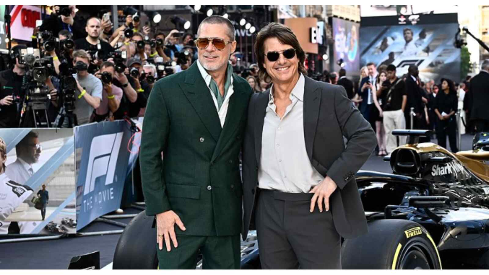 Tom Cruise and Brad Pitt at F1 London premiere.