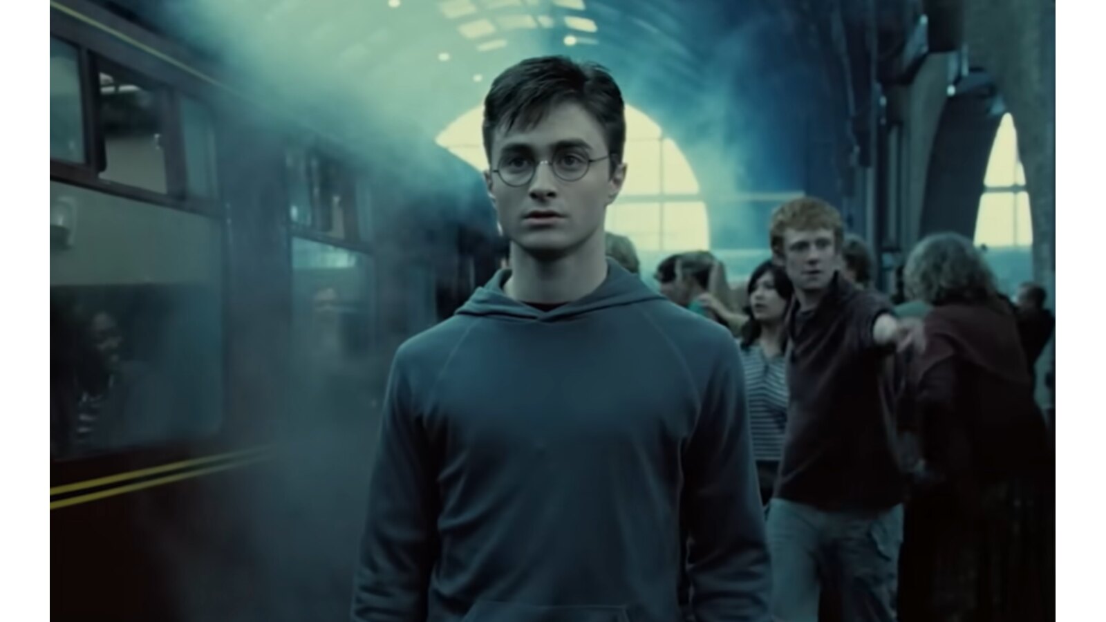 Daniel Radcliffe as Harry Potter.