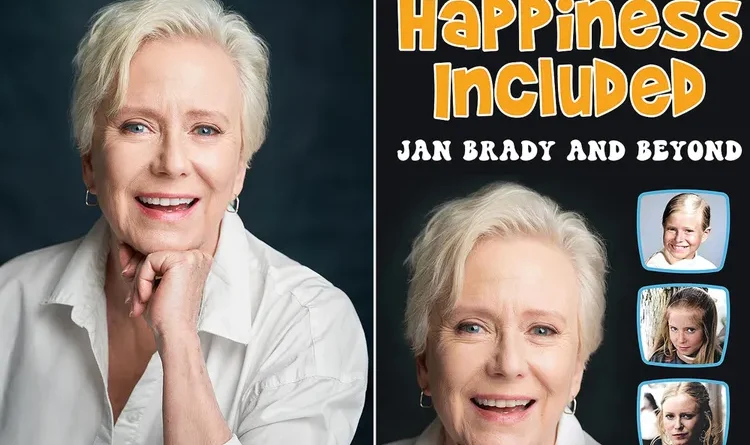Eve Plumb; the 'Happiness Included: Jan Brady and Beyond' book cover.
